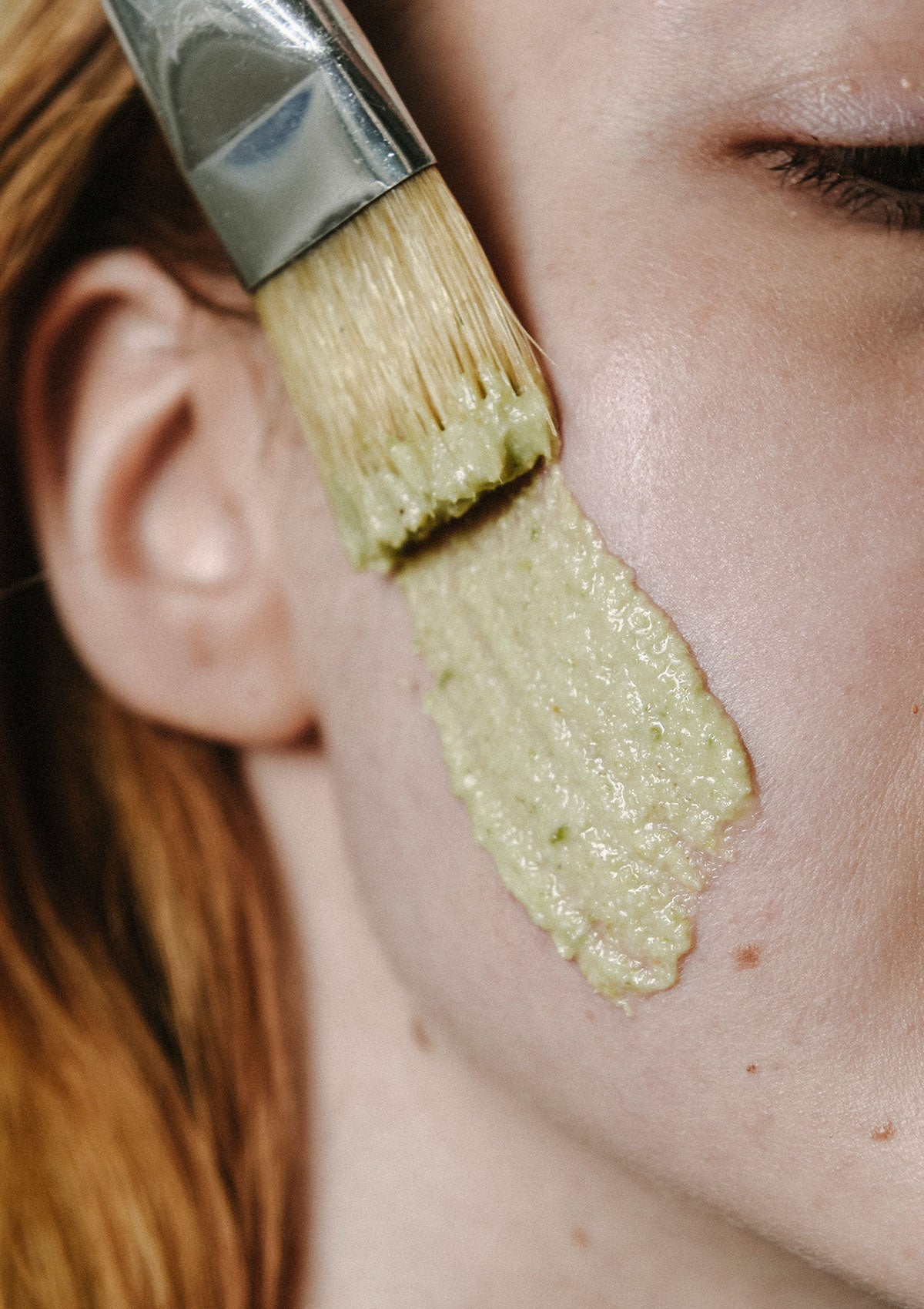 Yeast face mask in action — Niki Newd® Spruce Sprout Mask deeply cleanses and balances oily skin.