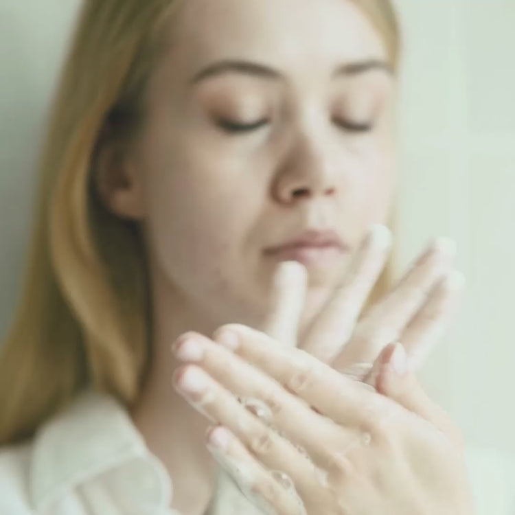 Clear & Soothe 4-step routine for blemish-prone skin – gentle cleansing bar, pre-retinol serum, vitamin C mist, nurturing oil.